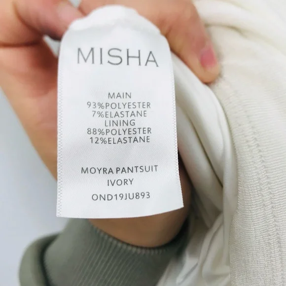 Misha Moyra Pantsuit Cowl Neck Jumpsuit Ivory Size 8 - Picture 10 of 13